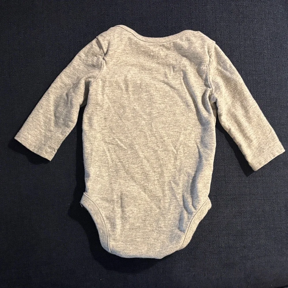 Baby GAP Gray 'Little Brother' Anchor Long sleeve Onesie Bodysuit Size 3-6 Month